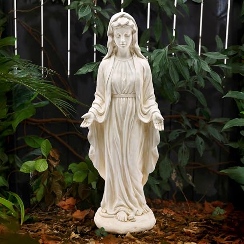 LuxenHome Virgin Mary Statue Outdoor, 30'' Religious Garden Statue, Blessed Mother Outdoor Statue, Virgen De Guadalupe Statues, Large Outdoor Garden Statues/Sculptures Decorations