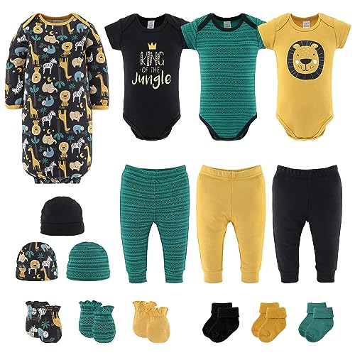 The Peanutshell Newborn Boy Clothes & EssentIals, 16 Piece Baby Layette Gift Set, 0-3 Month Outfits