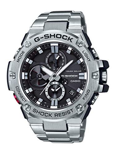 Casio Men's G-Steel by G-Shock Quartz Solar Bluetooth Connected Watch with Stainless-Steel Strap, Silver, (Model: GST-B100D-1ACR)