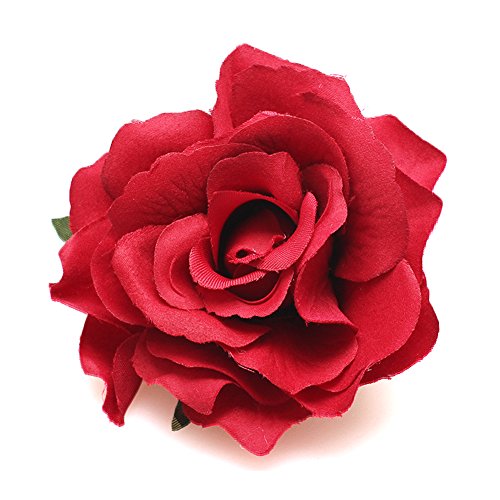 DreamLily Rose Flower Hair Clip Flamenco Dancer Pin up Flower Brooch BC10 (Big Red)