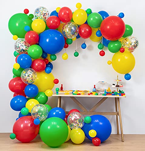 LFVIK Circus Balloon Arch&Red Yellow Blue Green 4 Sizes 18''12''10''5'' Balloon Garland Kit –Colorful Rainbow Party Supplies for boy and girl Carnival Birthday Decorations
