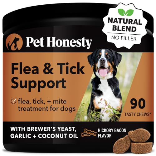 Pet Honesty Flea and Tick Prevention for Dogs Supplement - Natural Flea and Tick Chews for Dogs, Oral Flea Pills, No Harsh Chemicals, Natural Way to Enjoy The Outdoors - Bacon (90 Count)