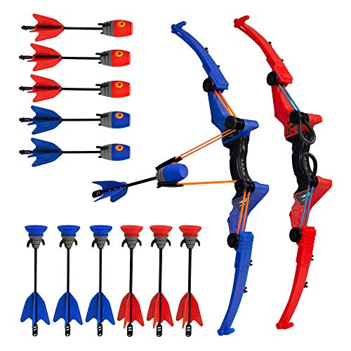 Zing Air Storm Z-Tek Bow Dual Pack - 1 Red Bow, 1 Blue Bow, 6 Zonic Whistle Arrows and 6 Suction Cup Arrow, Shoots Arrows Up to 155 Feet, for Ages 14 and up