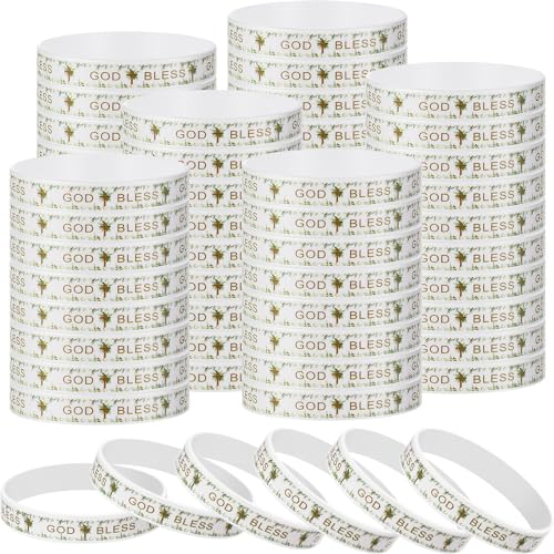 Dinifee Religious Silicone Bracelets First Communion Silicone Bracelets Baptism Cross Silicone Wristbands Easter Religious Bracelets Christening Weddings Party(30 Pcs)
