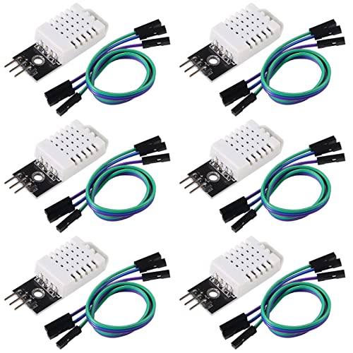 Diitao 6PCS DHT22/AM2302 Digital Temperature and Humidity Sensor Module 3Pin Temperature Humidity Monitor Sensors Replace SHT11 SHT15 Module with Cable for Arduino Electronic Practice DIY