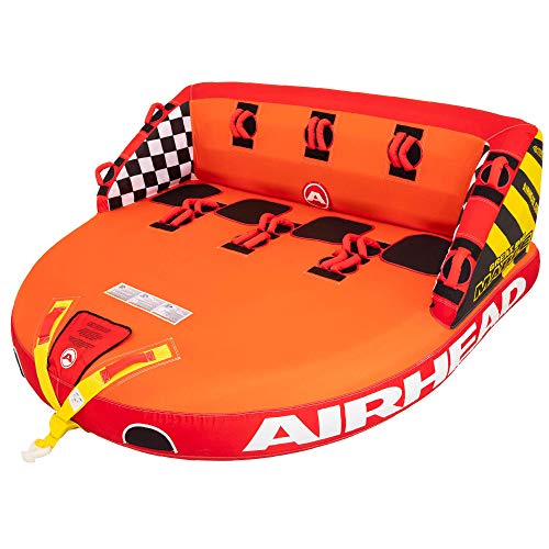 AirHead Great Big Mable Towable | 1-4 Rider Tube for Boating and Water Sports, Heavy Duty Nylon Cover, Dual Tow Points, EVA Foam Pads, and Patented Speed Safety Valve for Easy Inflating & Deflating