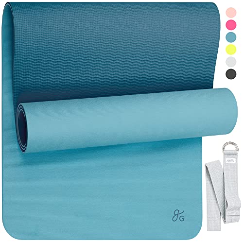 Greater Goods Professional Yoga Mat - Exercise Mat for Fitness, Balance, and Stability, Carrying Strap Included, Deep Sky Blue