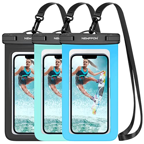 Newppon Large Waterproof Phone Pouch : 3 Pack Universal Water Proof Dry Bag - Underwater Cellphone Case Holder for iPhone 15 14 13 12 Pro Max Plus Samsung Galaxy Note S23 Ultra for Beach Swimming Pool