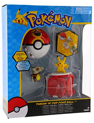 Tomy Pokemon Throw 'N' Pop Duel Pikachu Pokeball & Cubone Repeat Ball Figure Set