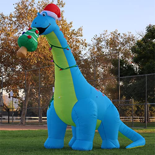 COMIN 10ft Christmas Inflatables Outdoor Decorations, Blow Up Dinosaur Christmas Tree Inflatable with Built-in LEDs for Christmas Indoor Outdoor Yard Lawn Garden Decorations