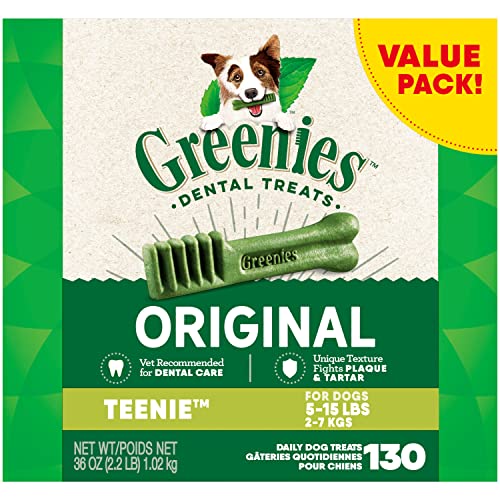 Greenies Original Teenie Natural Dental Care Dog Treats, 36 oz. Pack (130 Treats)