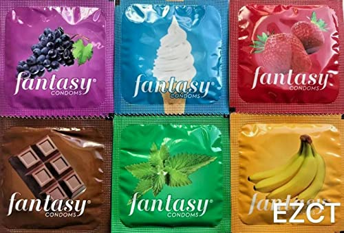 Fantasy Flavored Condoms Pack 48 Condoms : Variety of Flavors Such As Vanilla, Strawberry, Mint, Grape, Chocolate, and Banana. [The Random Fun That You Will Not Know Until You Have Used.]
