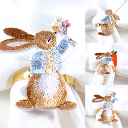 JENPECH Easter Napkin Rings Set of 6, Bunny Napkin Rings Easter Table Decoration, Used for Family Table Decoration Party Table Decoration Setting Decor 2