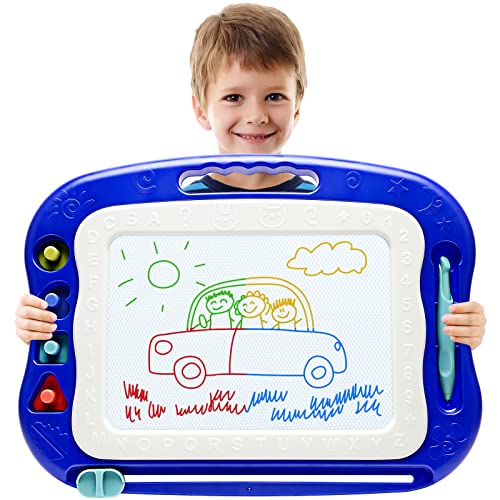 Magnetic Drawing Board,Large Doodle Board Toddler Toys for Girls Boys 3 4 5 6 7 Year Old Kids Gift Etch A Colorful Sketch Magnet Erasable Pad (Blue)
