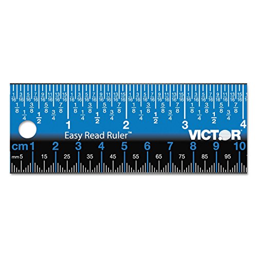 Victor Easy Read Stainless Steel Ruler, Standard/Metric, 12' Long, Blue