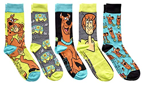 Hyp Scooby Doo Shaggy and The Mystery Machine Men's Crew Socks 5 Pair Pack