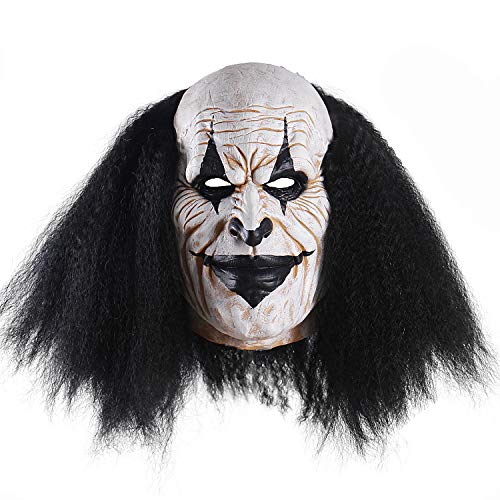 Adults Creepy Clown Face Mask Scary Joker Masks for Halloween（Black）