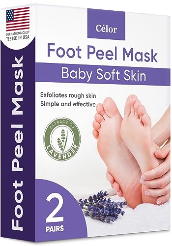 Foot Peel Mask (2 Pairs) - for Baby Soft Skin Remove Dead Skin, Dry, Cracked Feet & Callus, Spa, Made with Aloe Vera Extract Women and Men Peeling Exfoliating, Lavender