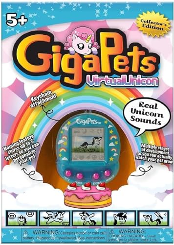 Giga Pets Angelic Unicorn Digital Pet Interactive Toy, Upgraded Collector’s Edition, Play Games with Your Virtual Electronic Pet, 100+ Animations, Nostalgic 90s Toy for Kids, Girls, Boys