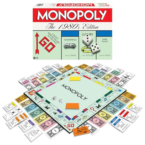 Monopoly The 1980's Edition With Original 1980's Artwork & Components incl. All Classic Tokens, by Winning Moves Games USA, Classic Family Board Game with Classic Tokens, for 2 to 8 Players, Ages 8+