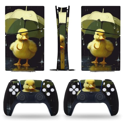 AoHanan Sticker for 5 Slim Digital Skin Yellow Cute Duck Umbrella Print Skin Console Controller Accessories Cover Skins Anime Vinyl Cover Sticker Full Set Only for 5 Slim Digital Edition