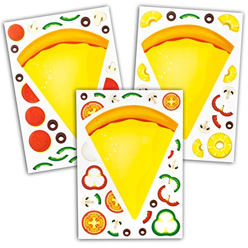 24 Make A Pizza Stickers for Kids - Great for Pizza Parties & Pizza Family Night - Let Your Kids Get Creative & Design Their Favorite Pizza Slice - Fun Craft Project for Children Ages 3+