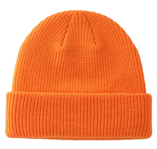 Connectyle Classic Men's Warm Winter Hats Acrylic Knit Cuff Beanie Cap Daily Beanie Hat (Orange)