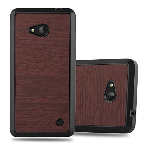 Cadorabo Case Compatible with Nokia Lumia 640 in Wooden Coffee - Shockproof and Scratch Resistant TPU Silicone Cover - Ultra Slim Protective Gel Shell Bumper Back Skin