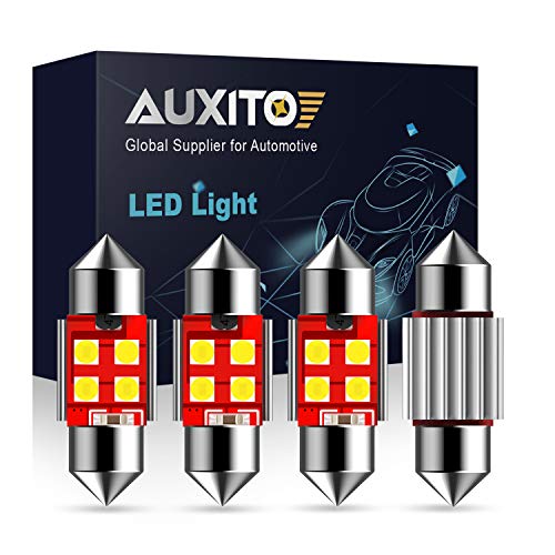 AUXITO CANBUS Error Free 4-SMD 3030 Chipset 31mm (1.25 inch) DE3175 DE3021 Festoon 6000K Xenon White LED Bulbs Replacement for Interior Map Dome License Plate Lights Lamps (Pack of 4)