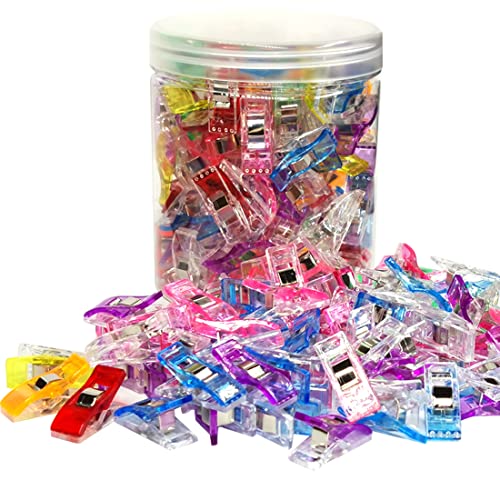 Sewing Clips, 120 Pcs with Plastic Jar, Fabric Clips, Premium Quilting Clips for Supplies Crafting Tools, Quilting Clip,Plastic Clips for Crafts,Sew Clip,Sew Clips,Sewing Notions
