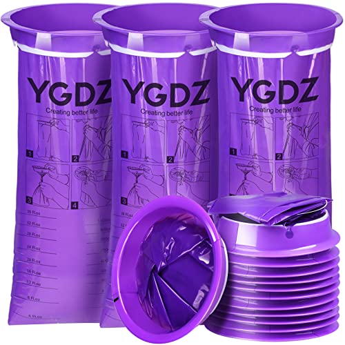 YGDZ Barf Bags, 15 Pack Vomit Bags Disposable Throw Up Emesis Bags Puke Nausea Bags for Travel Motion Sickness, Car & Aircraft, Purple