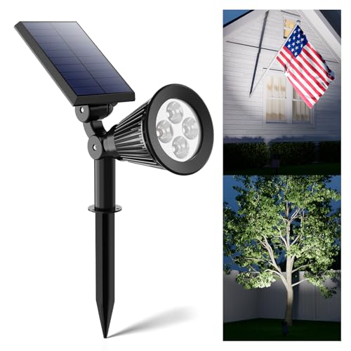 FALOVE Solar Spot Lights Ourdoor Waterproof for Flag, Tree, Plant, Garden, Yard, House, Bright LED Outside Landscape Spotlights for Accent Uplighting Backyard, Patio, Pathway, Statue, Palm Tree, Sign