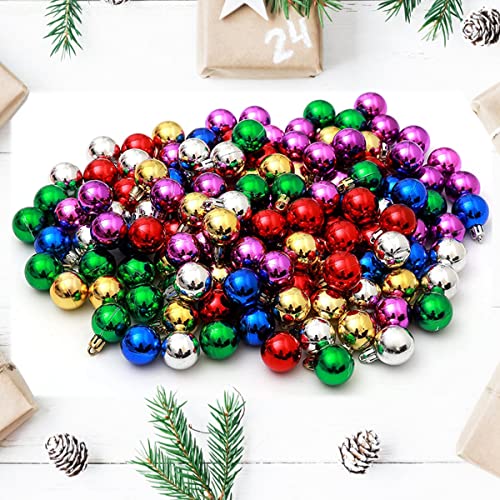 TKYGU 144 PCS/1.18 inch Christmas Tree Ornaments, Christmas Ball Decoration Set Color Mixing（Red Green Gold Blue Purple Silver） Christmas Ball Shatterproof Hanging Tree Ornament Set