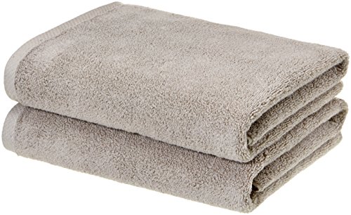 Amazon Basics - 2 Piece Quick-Dry Oversize Bath Towel, 100% Cotton, Platinum, 54' x 30'