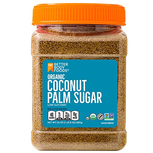 BetterBody Foods Organic Coconut Palm Sugar, Gluten-Free, Non-GMO, Low Glycemic Sugar Substitute, 1.5 lbs,24 Ounce