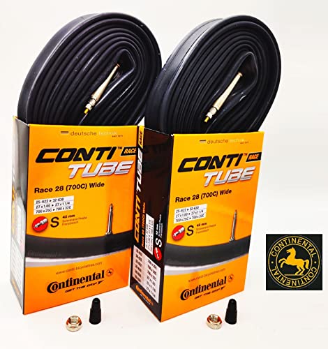 Continental Race 28' Wide 700x25-32c Inner Tubes - 42mm Presta Valve (Pack of 2 w/Conti Sticker)