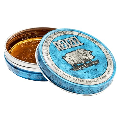 REUZEL Blue Pomade, Strong Hold, Water Soluble, Vanilla Wood, 4 Oz