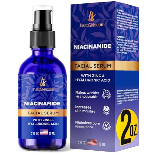 DOUBLE SIZED (2Oz) Niacinamide Serum for Face 10% with Zinc 1% Vitamin B3 Brightening Serum for for Tone, Texture and Hydrating