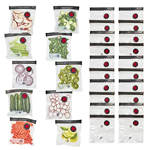 ZWILLING Fresh & Save Set 30-pc Vacuum Sealer Bag for Food, 1/2 Gallon, Sous Vide Bag, Reusable Food Storage Bag for Meal Prep, Reusable Snack Bags, Dishwasher Safe, Small, Clear