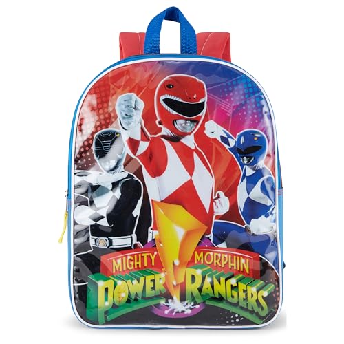 Power Rangers Backpack for Kids 15” | Power Rangers Bookbag for Boys | Padded Straps & Large Zip Compartment | Power Rangers Back to School Supplies