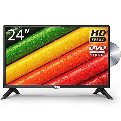 TuTu 24' 720P HD LED TV with Built-in DVD Player 3 HDMI USB Optical VGA Operate Simply Suitable for Kitchen Kid's Room Basement or RV Camper 2023 Model¡­