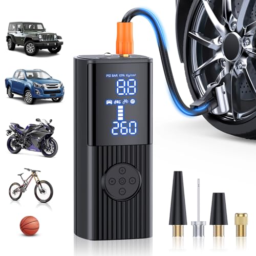 Hafuloky Tire Inflator Portable Air Compressor-180PSI & 20000mAh Portable Air Pump, Accurate Pressure LCD Display, 3X Fast Inflation for Cars, Bikes & Motorcycle Tires, Balls.