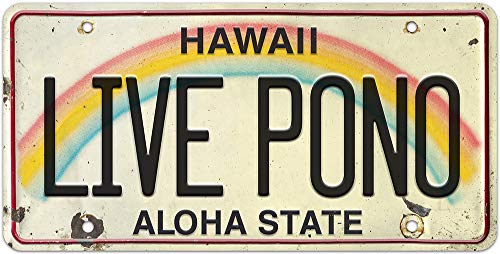 Pacifica Island Art 6 x 12in Vintage Hawaiian Embossed License Plate - Live PONO