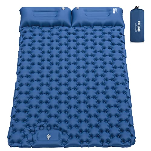 HiiPeak Inflatable Double Camping Mat with Foot Pump & Pillow, Ultralight Sleeping Air Pad for 2 Person, Portable Sleeping Bed Compact for Camping Hiking Backpacking Outdoor