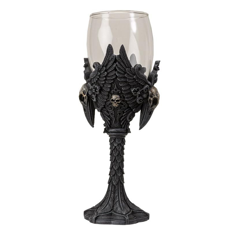 Pacific Giftware Raven Goblet, Gothic Raven Wine Glass