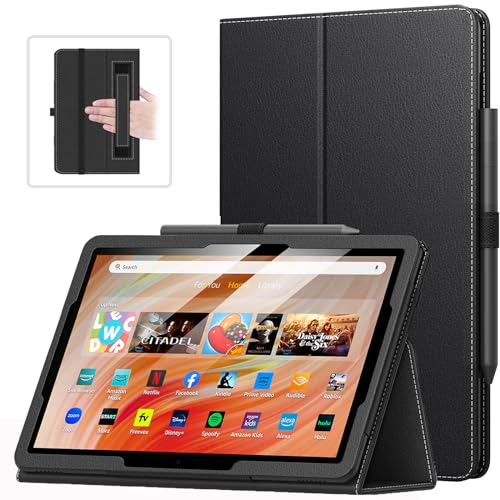 MoKo Case Fits All-New Amazon Kindle Fire HD 10 & 10 Plus Tablet (13th/11th Generation, 2023/2021 Release) 10.1' - Slim Folding Stand Cover with Auto Wake/Sleep, Black