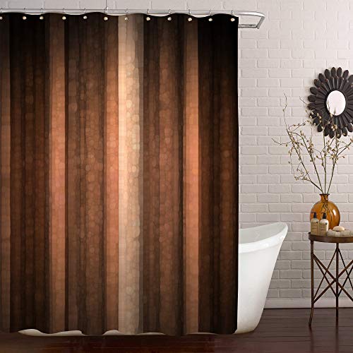 Gibelle Brown Striped Shower Curtain, Orange Copper and Pale Peach Abstract Fall Cool Glass Texture Vintage Ombre Design Bathroom Curtain Waterproof Fabric Shower Curtain, 72x72