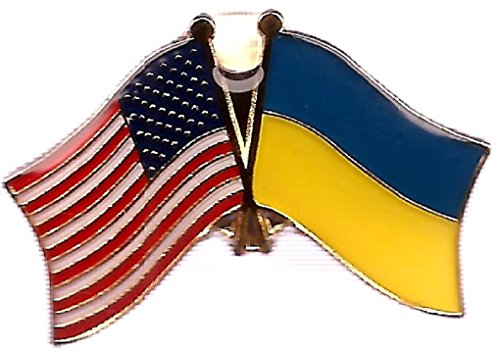 Pack of 3 Ukraine & US Crossed Double Flag Lapel Pins, Ukrainian & American Friendship Pin Badge