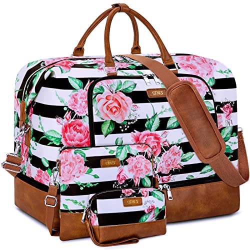 Travel Weekender Bag for Women, Overnight Bag with Shoe Compartment Oversized Travel Duffel Bag Carry On Tote 21'