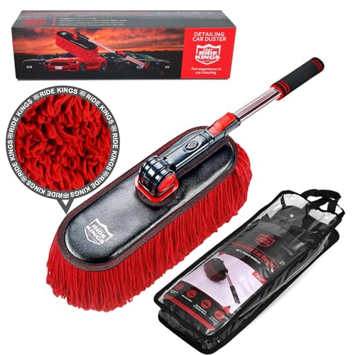 Car Duster Exterior Scratch Free,Soft Car Brush Kit for Car,Truck,SUV,RV and Motorcycle,Wax Cotton Hair,Car Dusters with Extendable Handle,Duster for car Cleaning,Dust Pollen Removing,No Lint